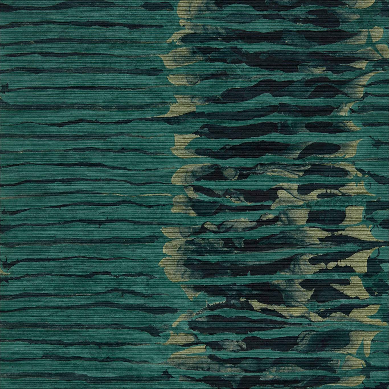 Anthology Ripple Stripe Wallpaper - Emerald/Kingfisher - Harlequin - EANW112579