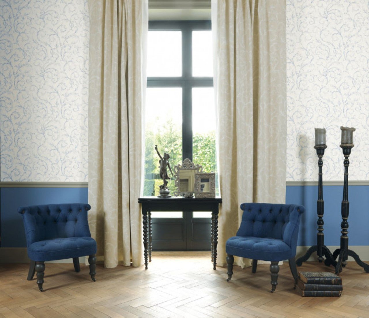 Arabesque Fontainebleau Wallpaper - Blue - Casadeco - 81536204 - Premier Wallcovering