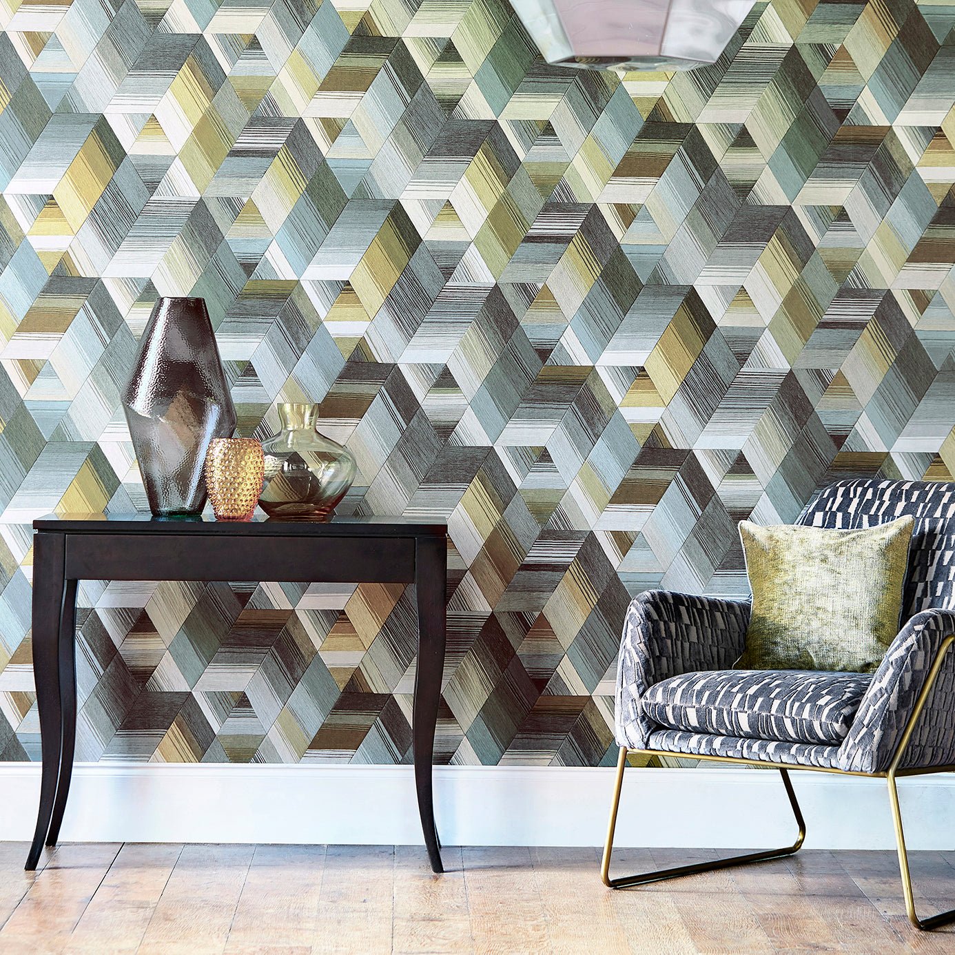 Arccos Wallpaper - Ochre/Steel - Harlequin - HMWF111971