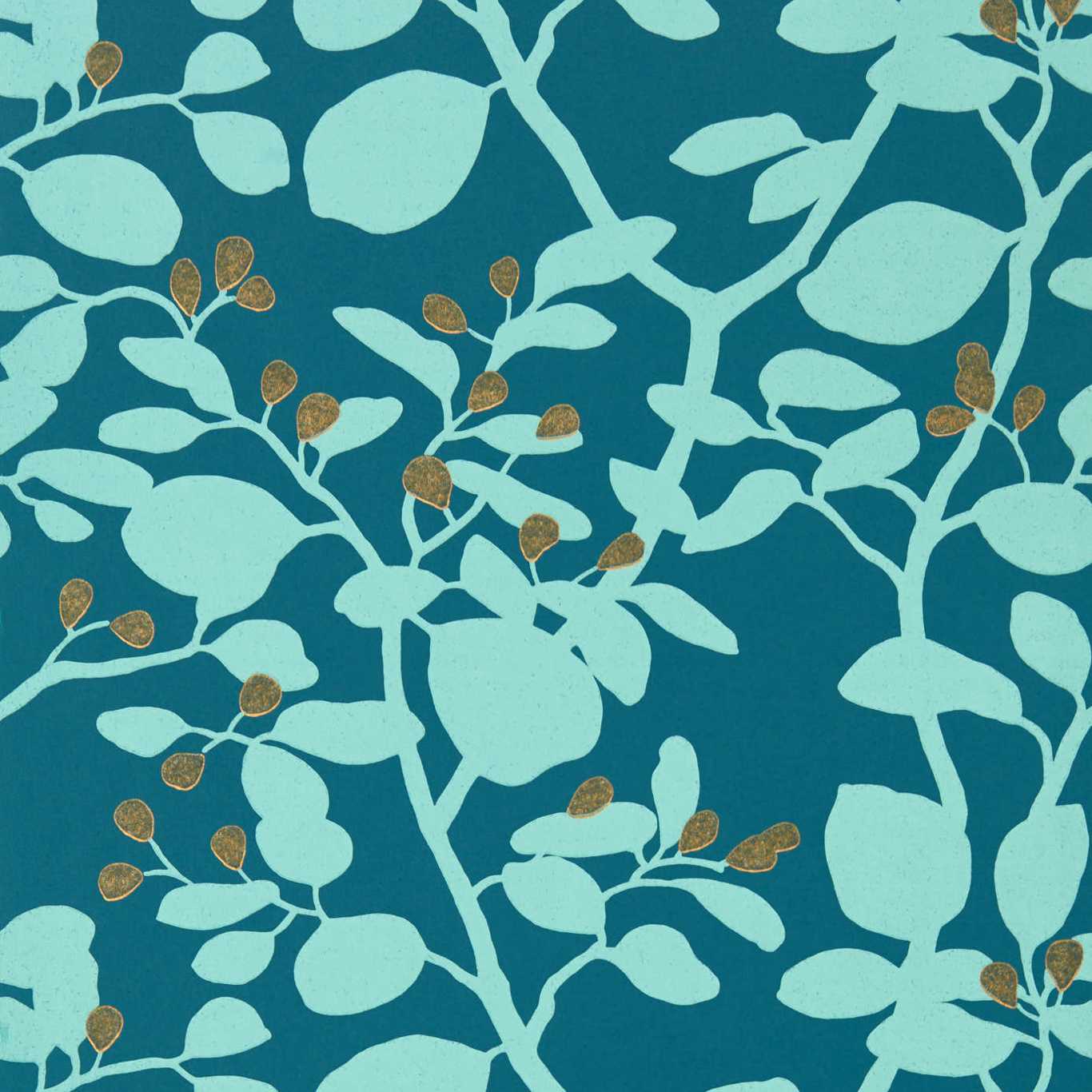 Ardisia Wallpaper - Amazonia/Teal/ Gold - Harlequin - HTEW112764