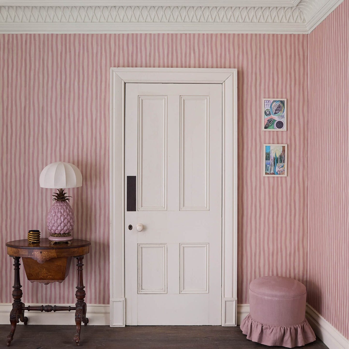 Artist's Stripe Wallpaper - Sakura & Astrantia - House of Hackney - 1-WA-ATS-DI-SKA-XXX