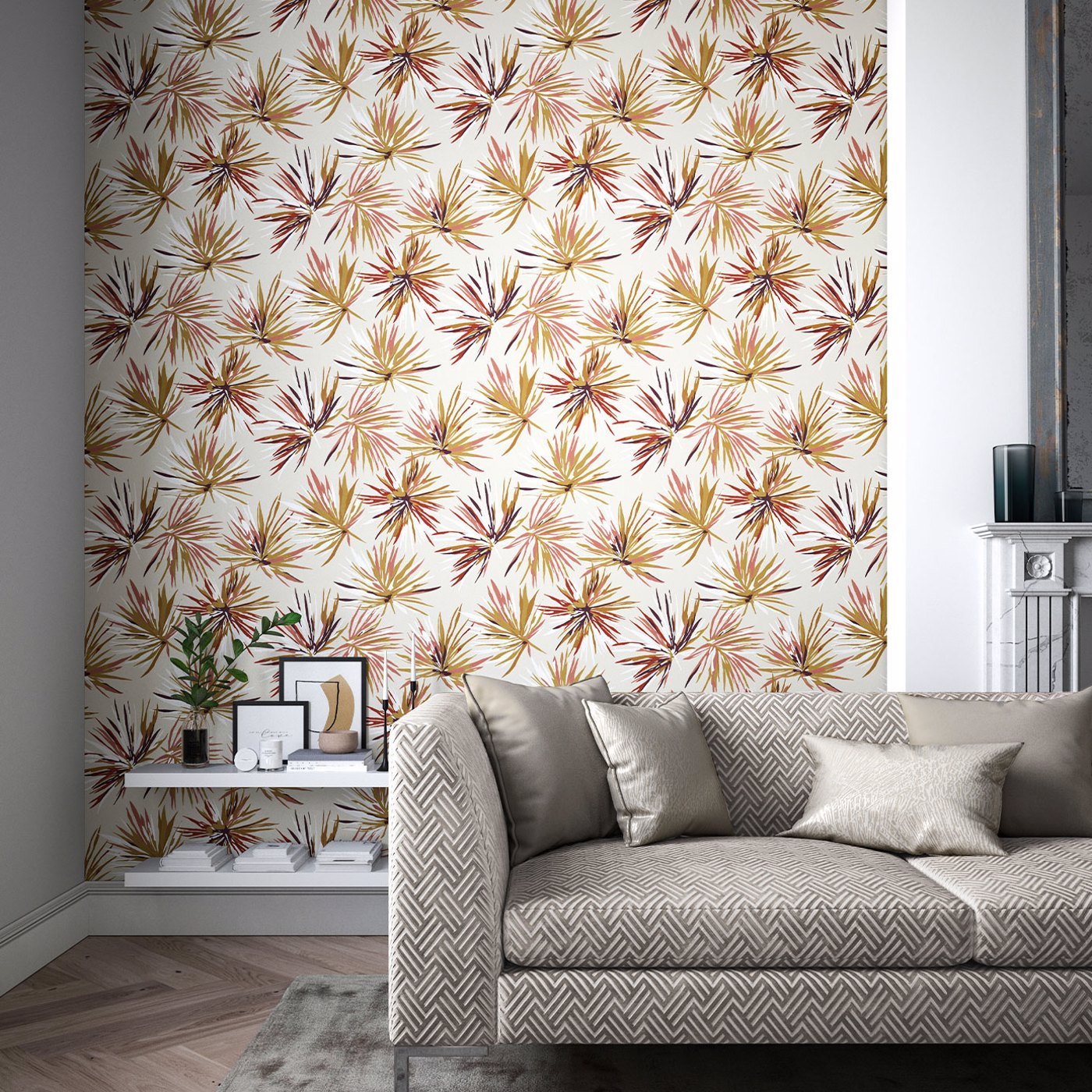 Aucuba Wallpaper - Gold/Rosewood/Parchment - Harlequin - HM7W112745