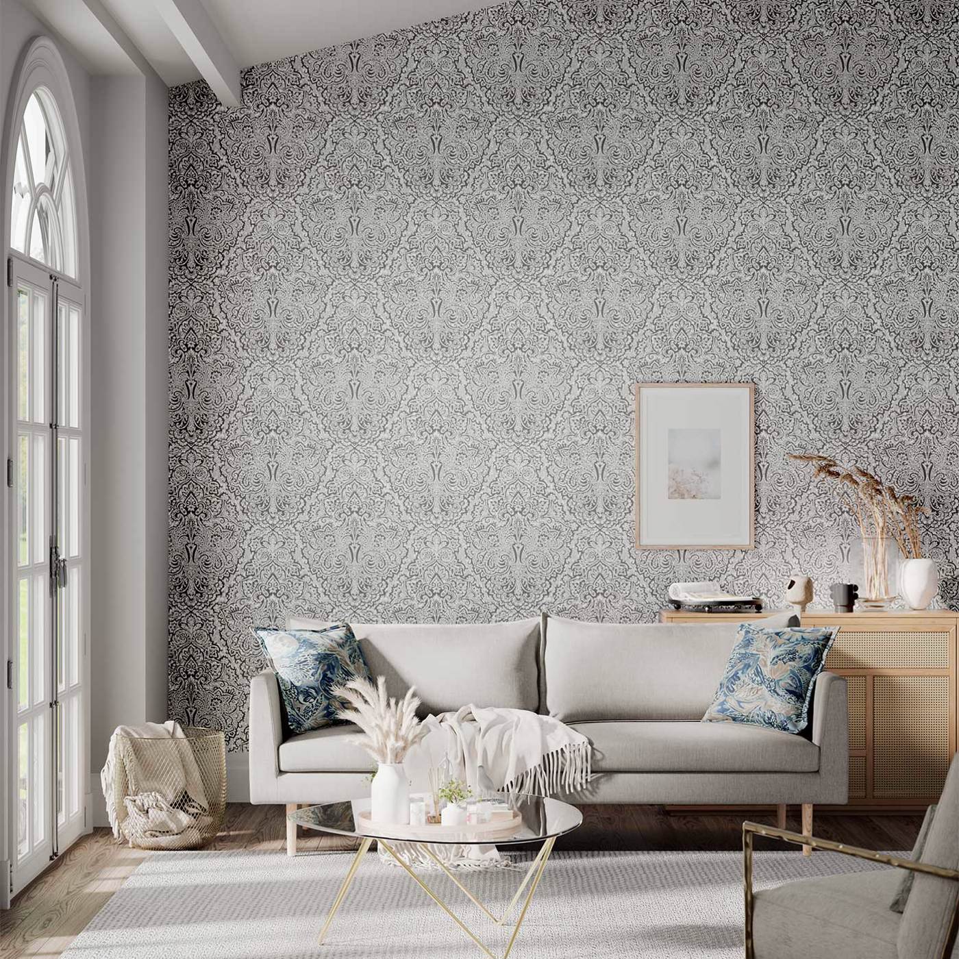 Aurelia Wallpaper - French Grey/Silver - Harlequin - HTEW112611