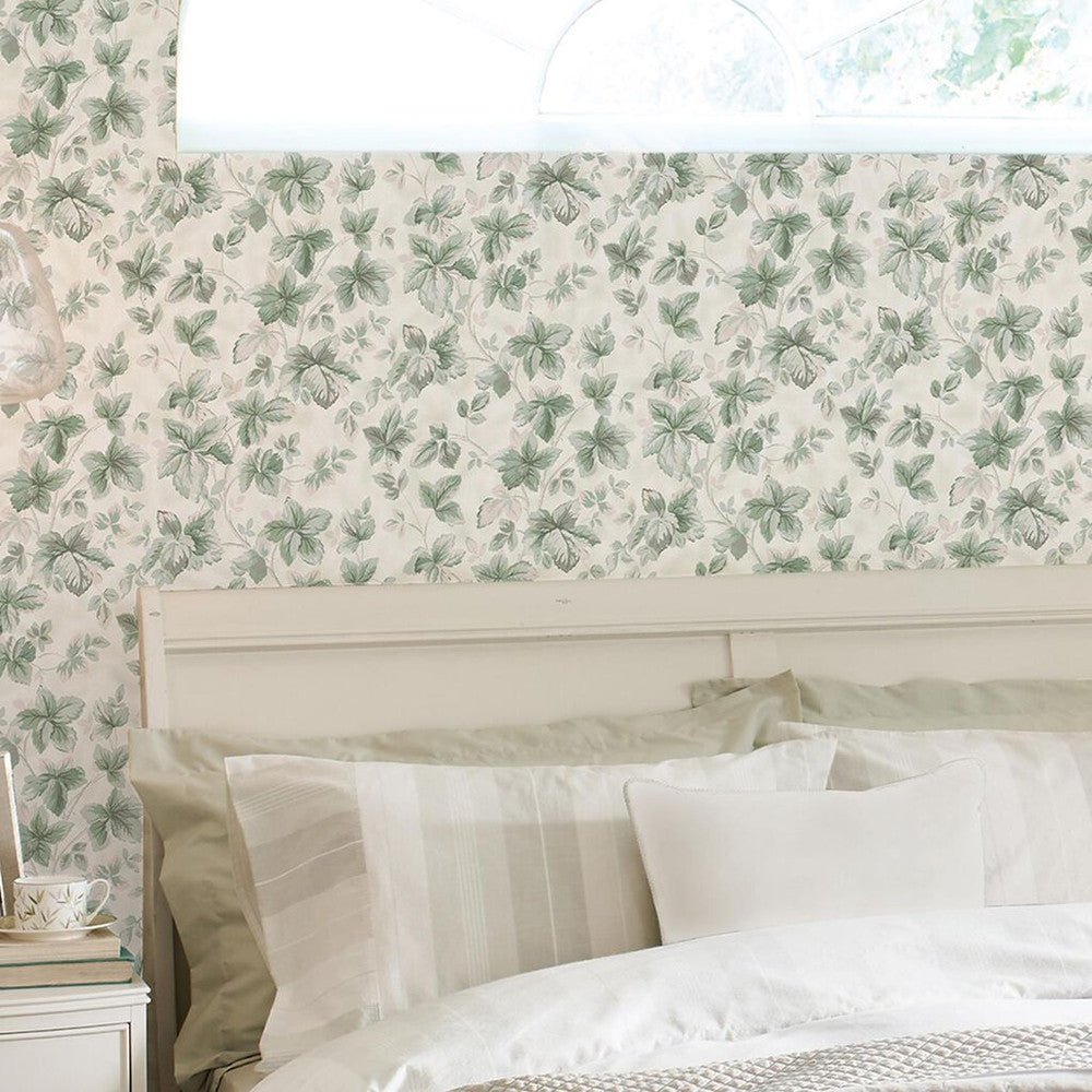 Autumn Leaves Wallpaper - Sage Green - Laura Ashley - 118482 - Premier Wallcovering