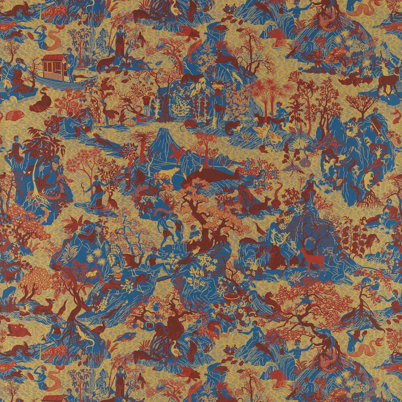 Avalonis Wallpaper - Como Blue / Koi - Zoffany - ZCOT313021 - Morris Wallpaper