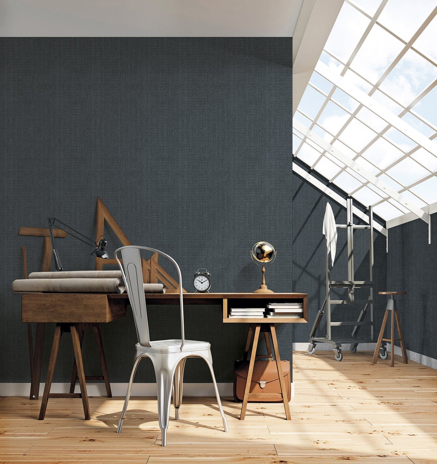 Bazaar African Weave Wallpaper - Denim Blue - Galerie - G78323 - Premier Wallcovering