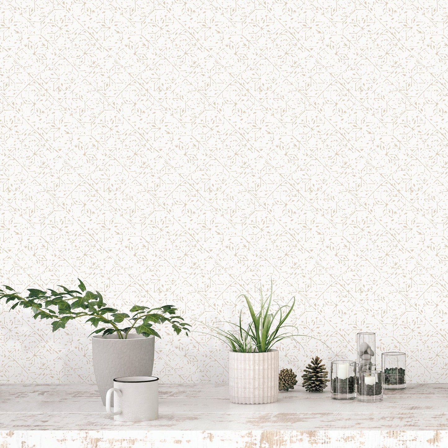 Bazaar Geo Tile Wallpaper - Beige / Cream - Galerie - G78338 - Premier Wallcovering