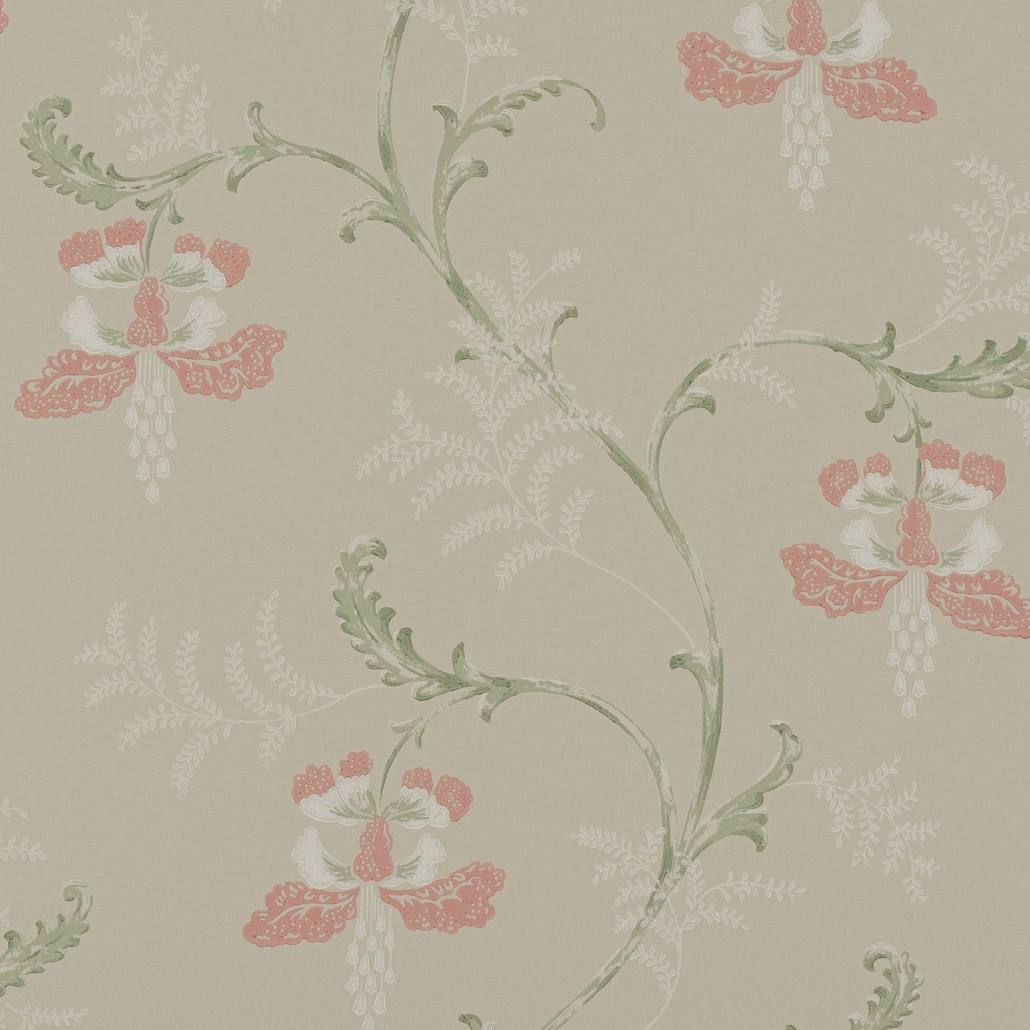 Bellflower Wallpaper - Pink/Green - Colefax & Fowler - 07127/07 - Premier Wallcovering