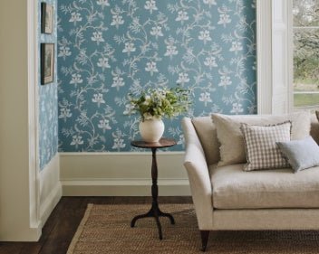 Bellflower Wallpaper - Aqua - Colefax & Fowler - 07127/03 - Premier Wallcovering