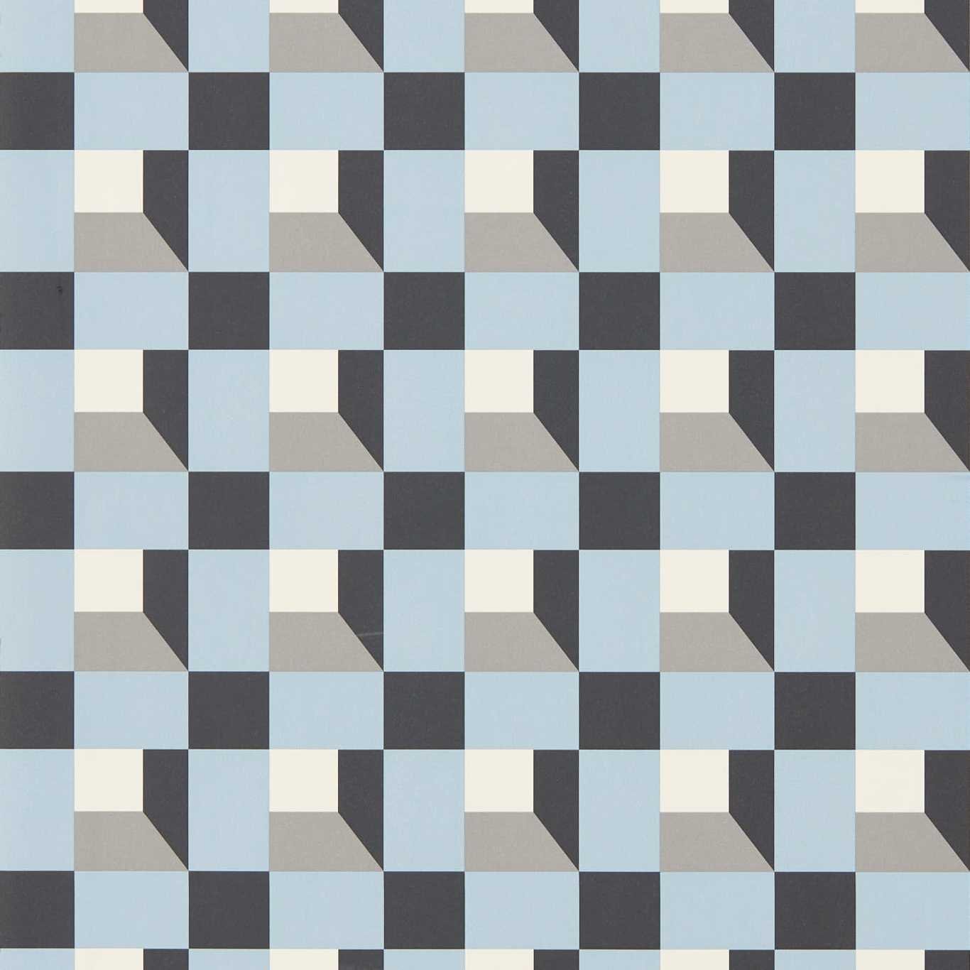 Blocks Wallpaper - Cornflower/Black Earth/Sketched - Harlequin - HQN3112944