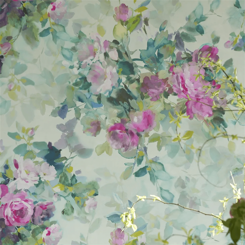 Bouquet De Roses Wallpaper - Celadon - PDG1173/01 - Designers Guild