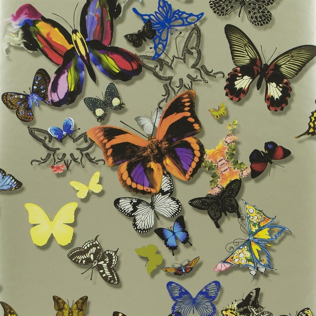 Butterfly Parade Wallpaper - Platine - Christian Lacroix - PCL008/05 - Premier Wallcovering