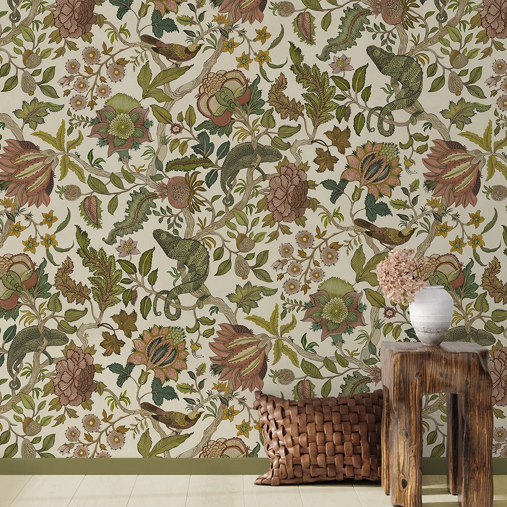 Chameleon Trail Wallpaper - Dusty Pinks and Olive - Josephine Munsey - JMW-102251 - Premier Wallcovering