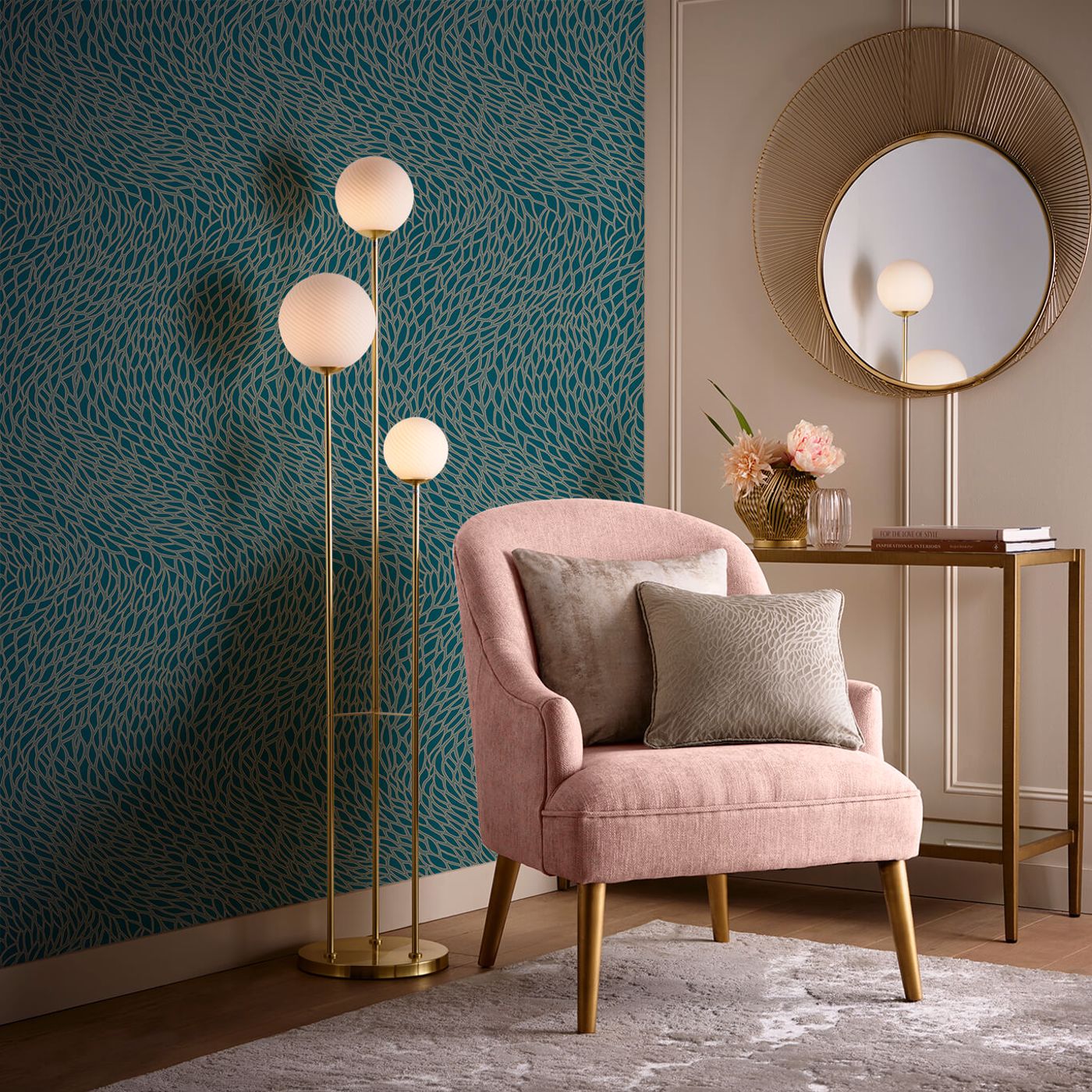 Corallino Wallpaper - Teal - Clarke & Clarke - W0166/03 - Premier Wallcovering