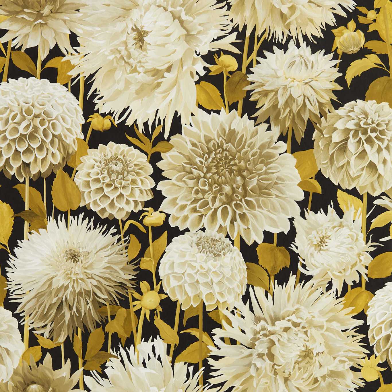 Dahlia Wallpaper - Fig Blossom/Nectar/Black Earth - Harlequin - HQN2112846