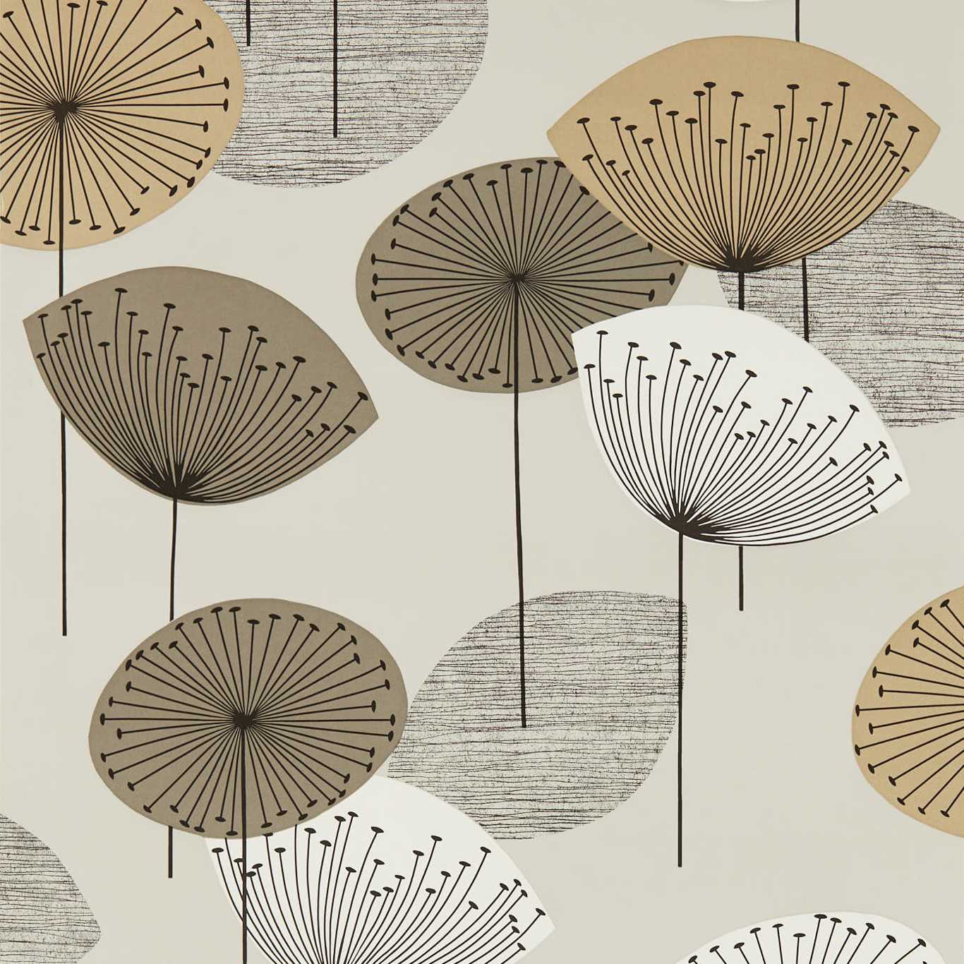 Dandelion Clocks Wallpaper - Metallic/Smoke Tree - DOSW217031 - Sanderson