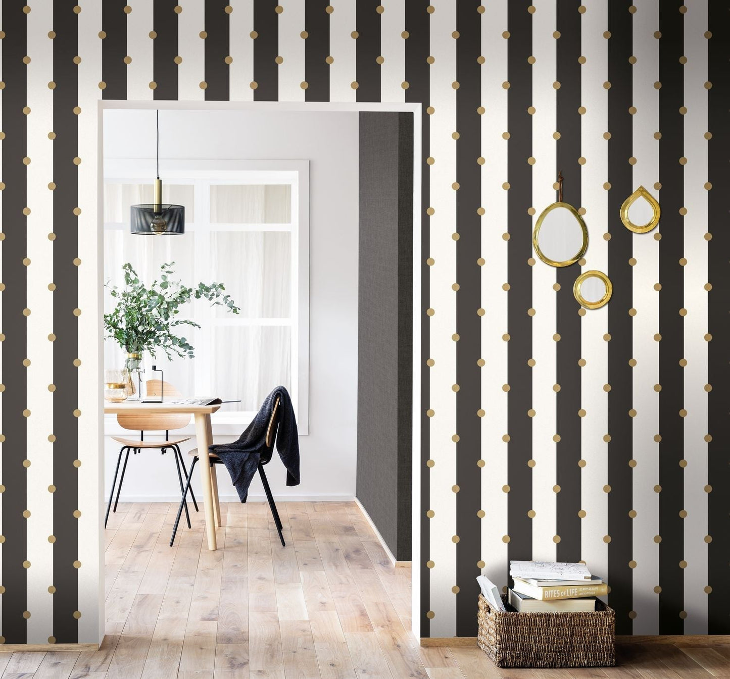 Day And Night And Dots Wallpaper - Noir - Caselio - 101229023