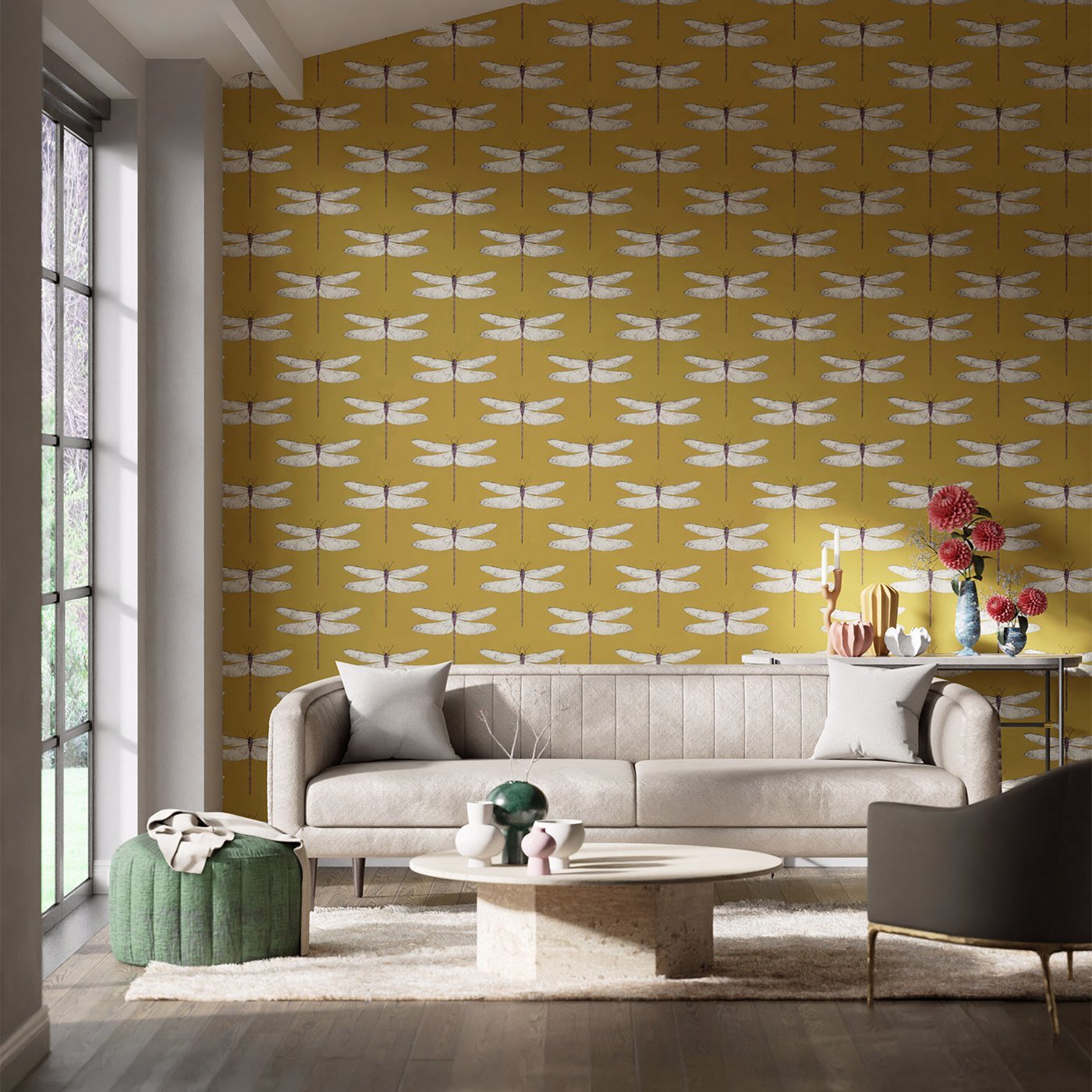 Demoiselle Wallpaper - Ochre/Grape - Harlequin - HGAT111244