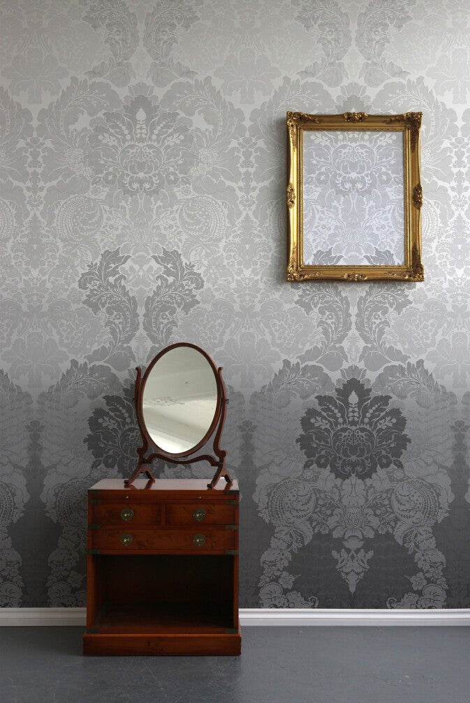 Disappearing Damask Superwide Wallpaper Panel - Charcoal - Timorous Beasties - ROR/DISD/OBRN/07 - Premier Wallcovering