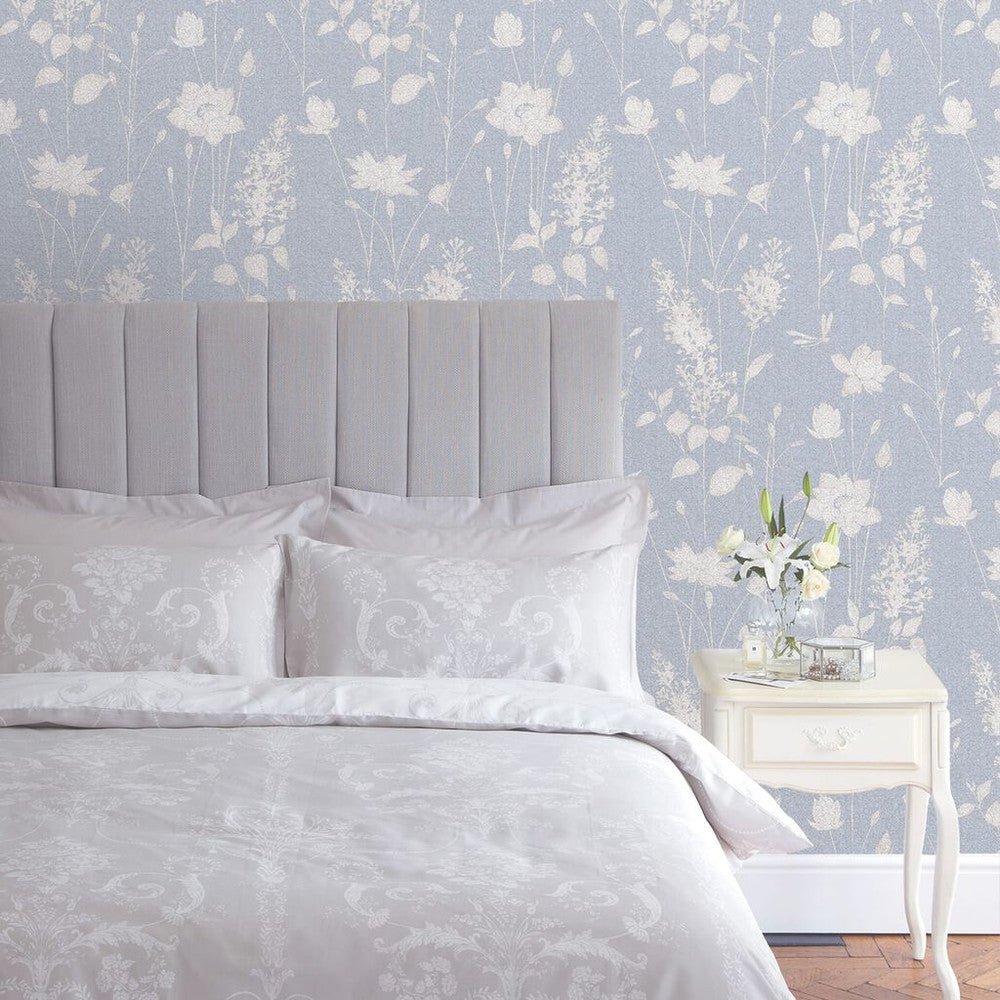 Dragonfly Garden Wallpaper - Chalk Blue - Laura Ashley - 113343 - Premier Wallcovering