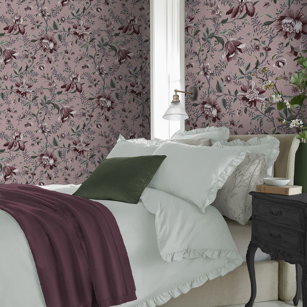 Editas Garden Wallpaper - Pale Blackberry - Laura Ashley - 121091 - Premier Wallcovering