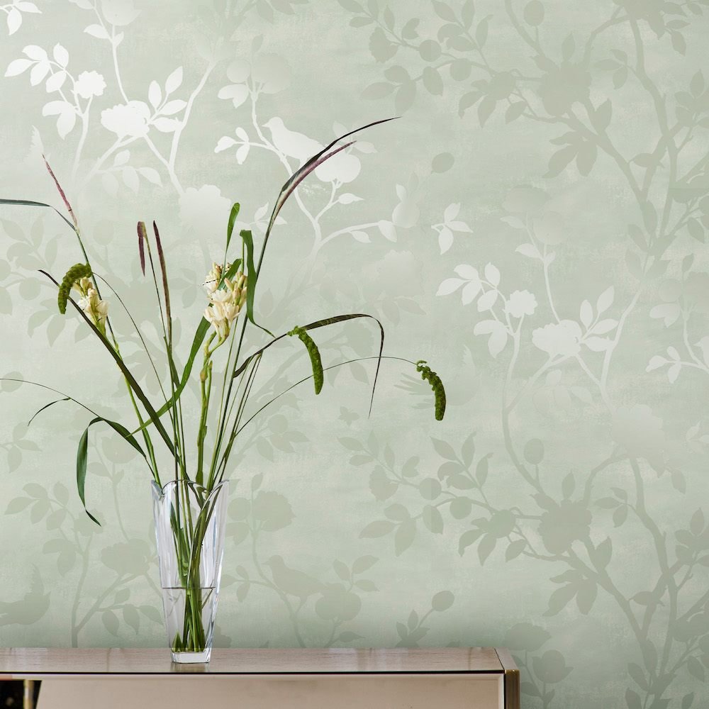Eglantine Silhouette Wallpaper - Eau de Nil - Laura Ashley - 113373 - Premier Wallcovering