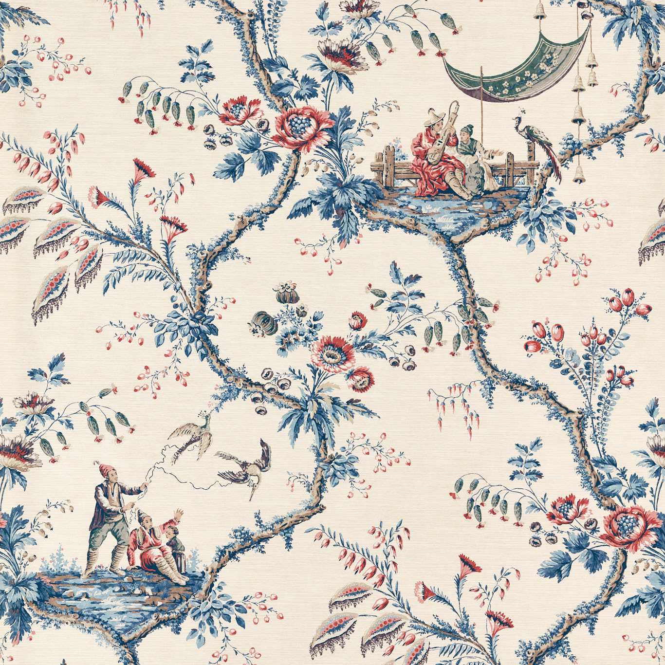 Emperor's Musician Wallpaper - Indigo - Zoffany - ZATW313050 - Morris Wallpaper