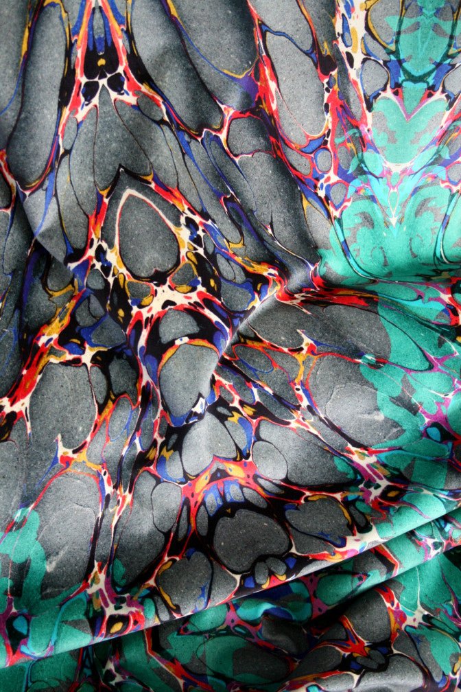 Ex Libris Velvet Fabric - Teal on Charcoal - Timorous Beasties - DIGI/EXLIB/40008/03 - Premier Wallcovering