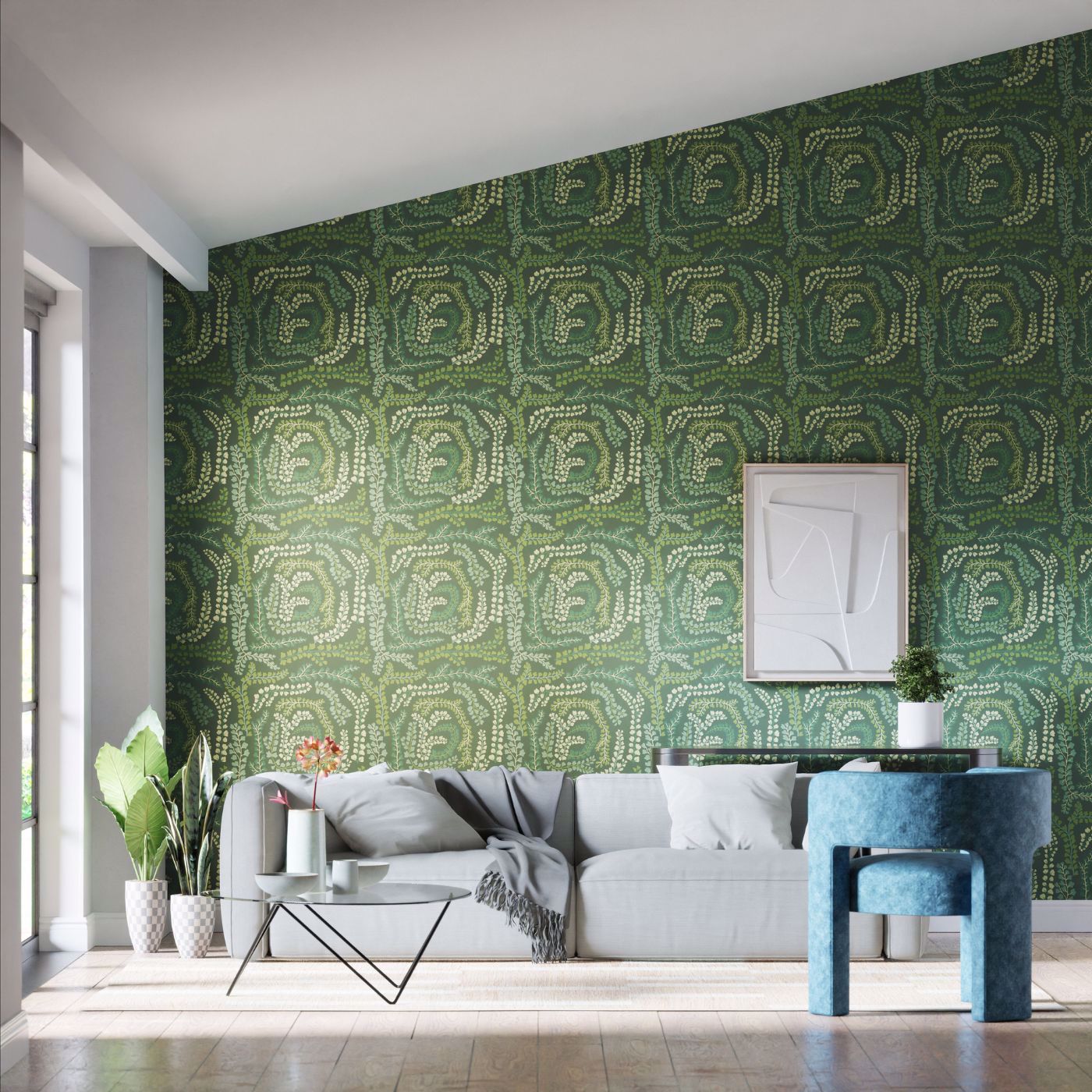 Fayola Wallpaper - Fig Leaf/Clover - Harlequin - HC4W113019