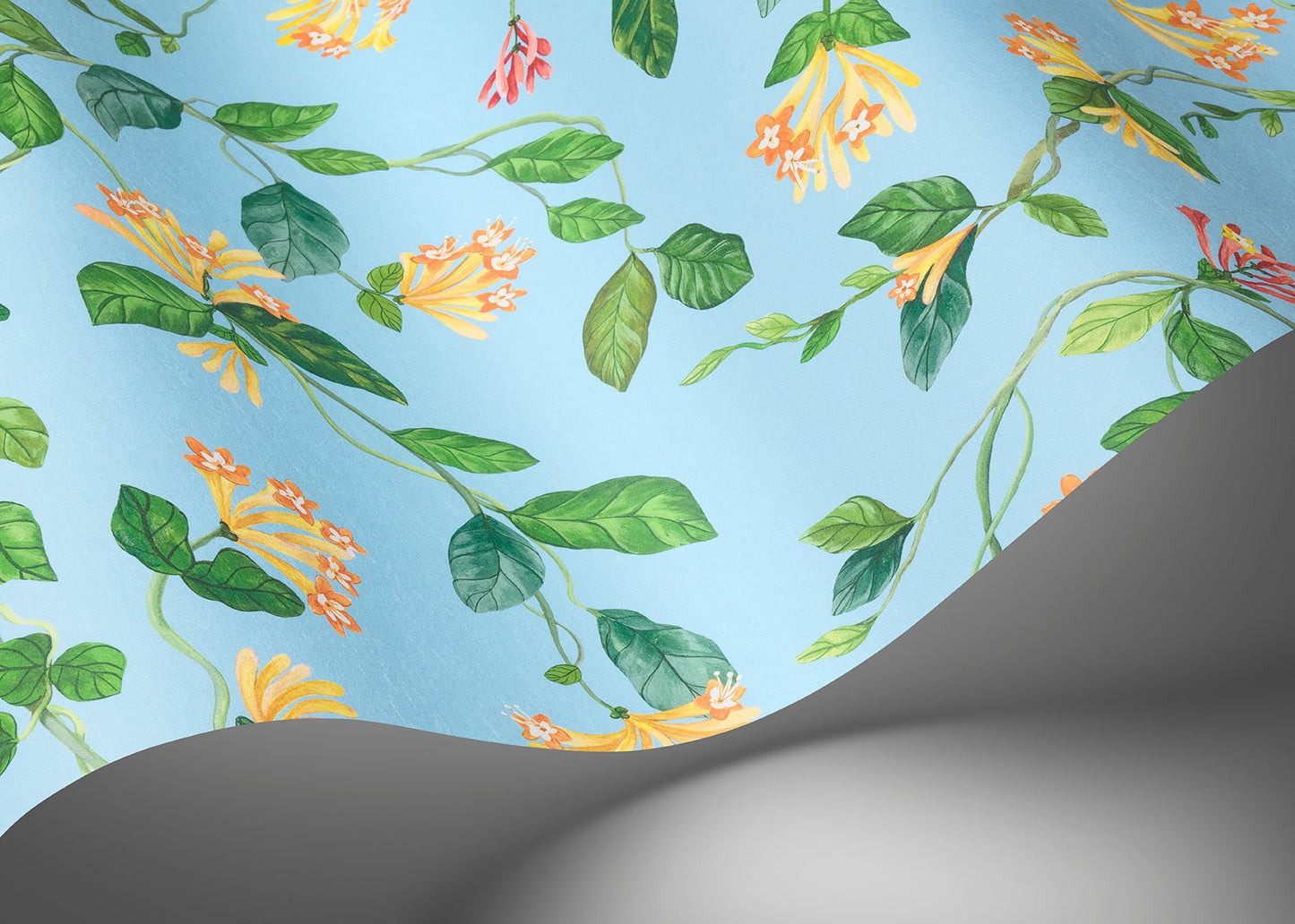 Flora Wallpaper - Buttercup Yellow on Cornflower Blue - 124/3018 - Cole & Son - Premier Wallcovering