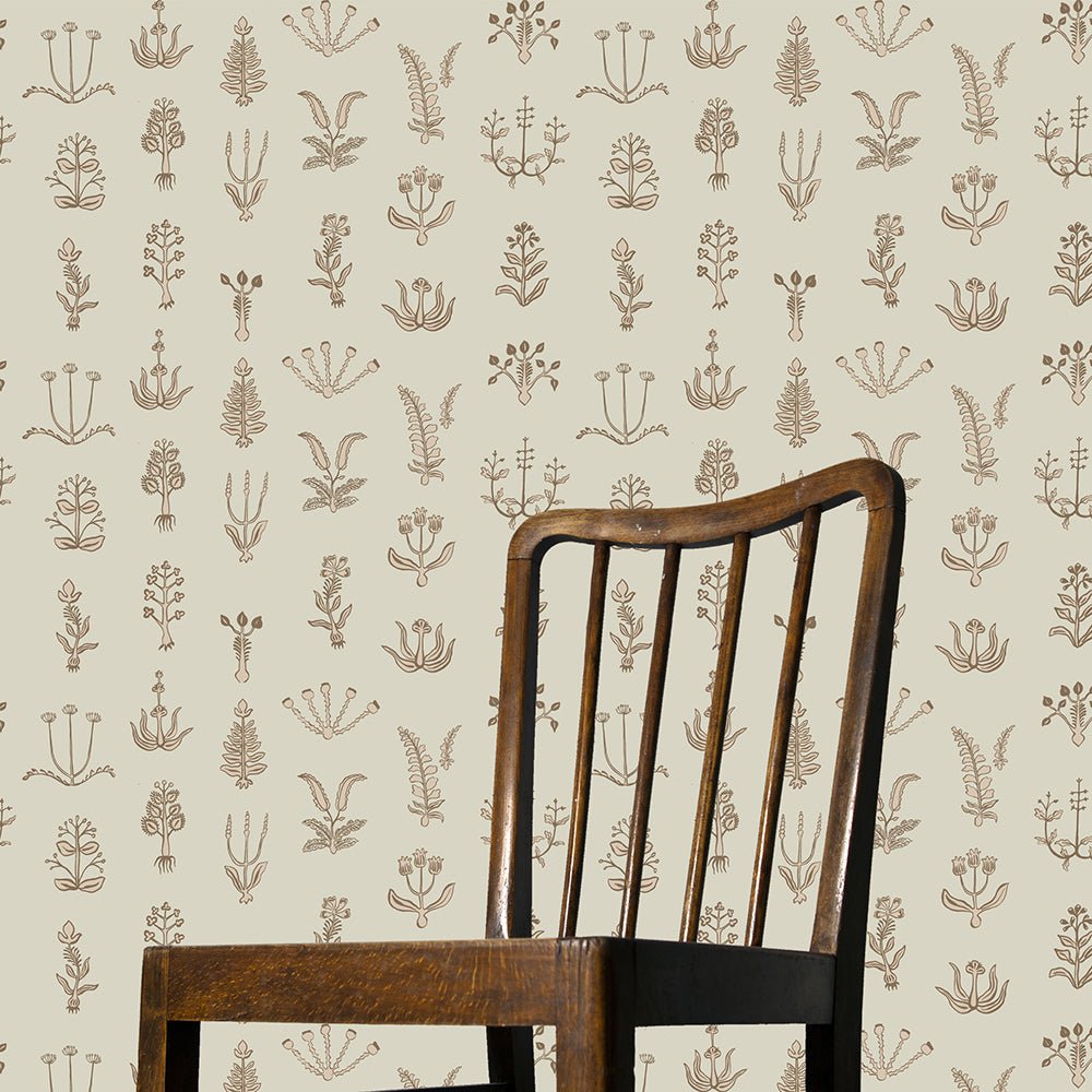Floral Spot Wallpaper - Kemp Brown - Cromwel Stone - Maitland Green - Josephine Munsey - FLO-025-027-021 - Premier Wallcovering