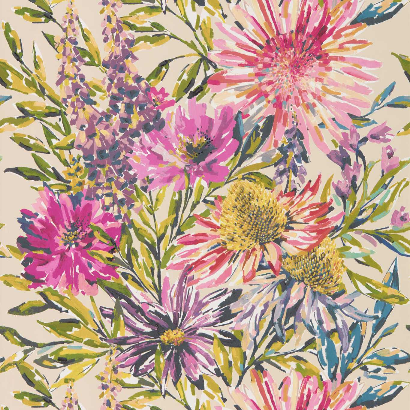 Floreale Wallpaper - Tangerine/Fuchsia - Harlequin - HSTO111497