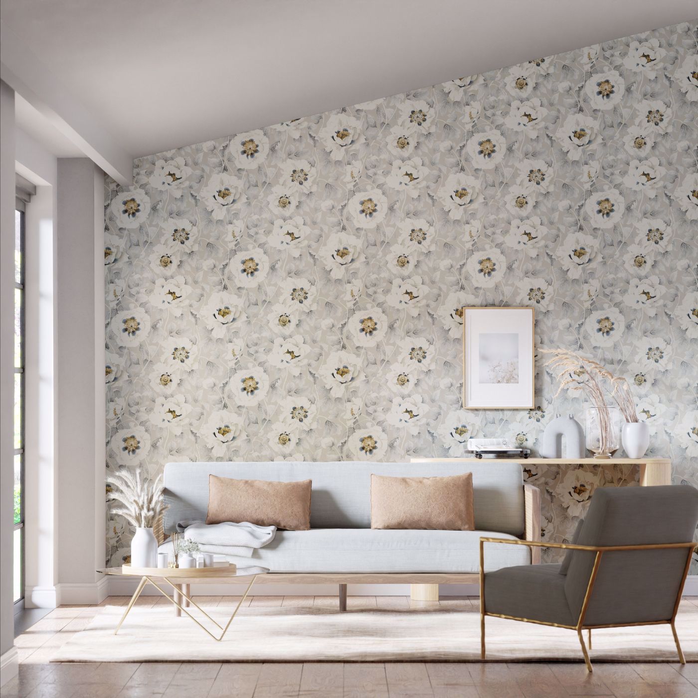 Florent Wallpaper - Stone/Tranquility/Slate - Harlequin - HC4W113017