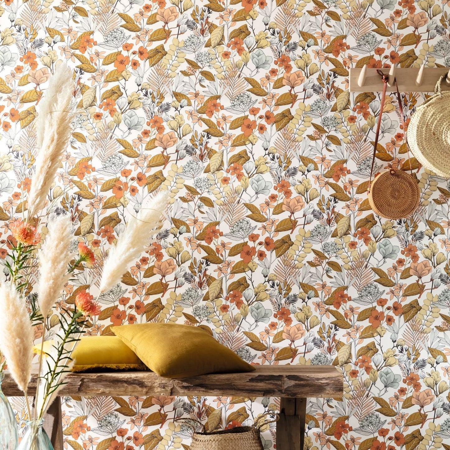 Flower Power May Wallpaper - Ocre Rose - Caselio - 101857241