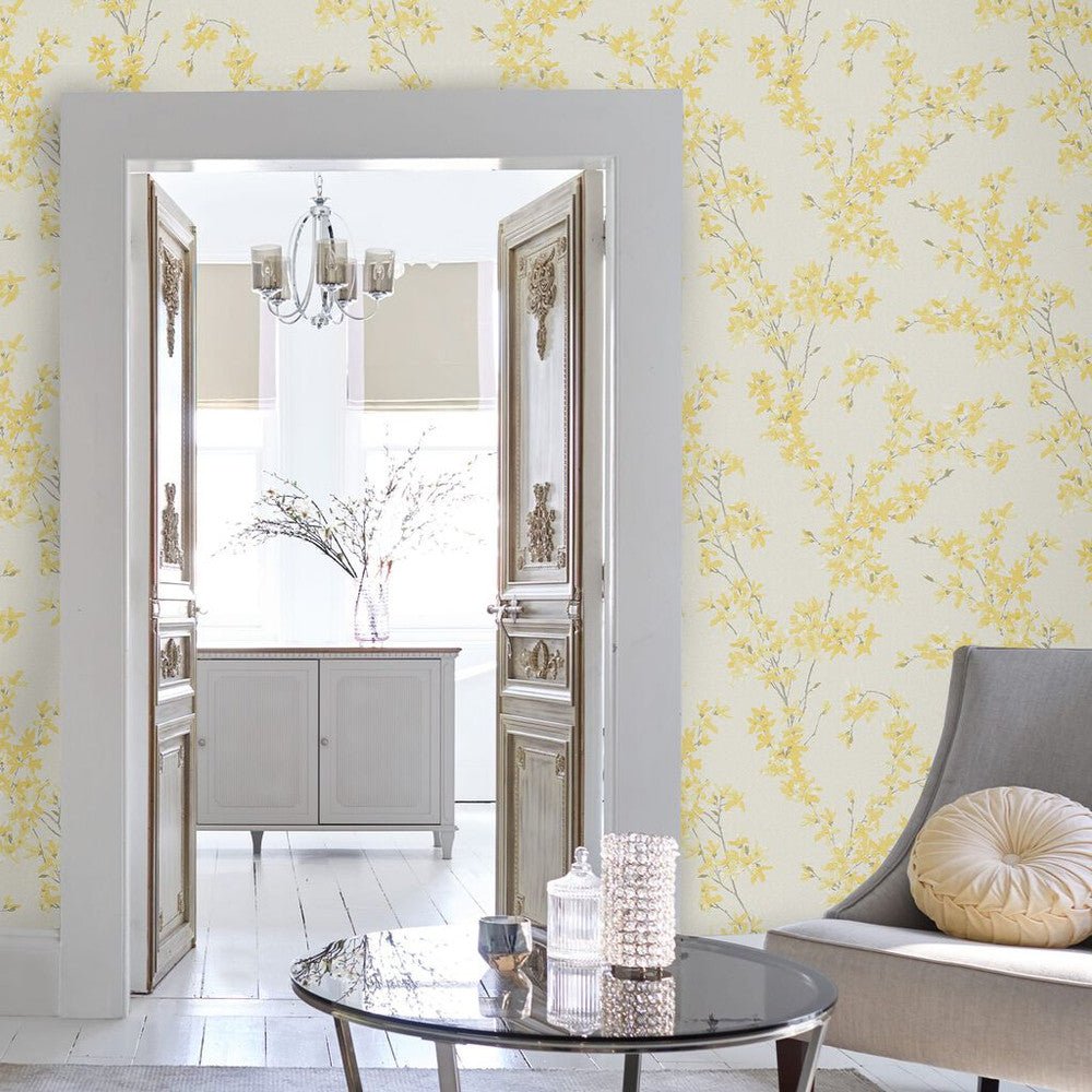 Forsythia Wallpaper - Sunshine - Laura Ashley - 113350 - Premier Wallcovering