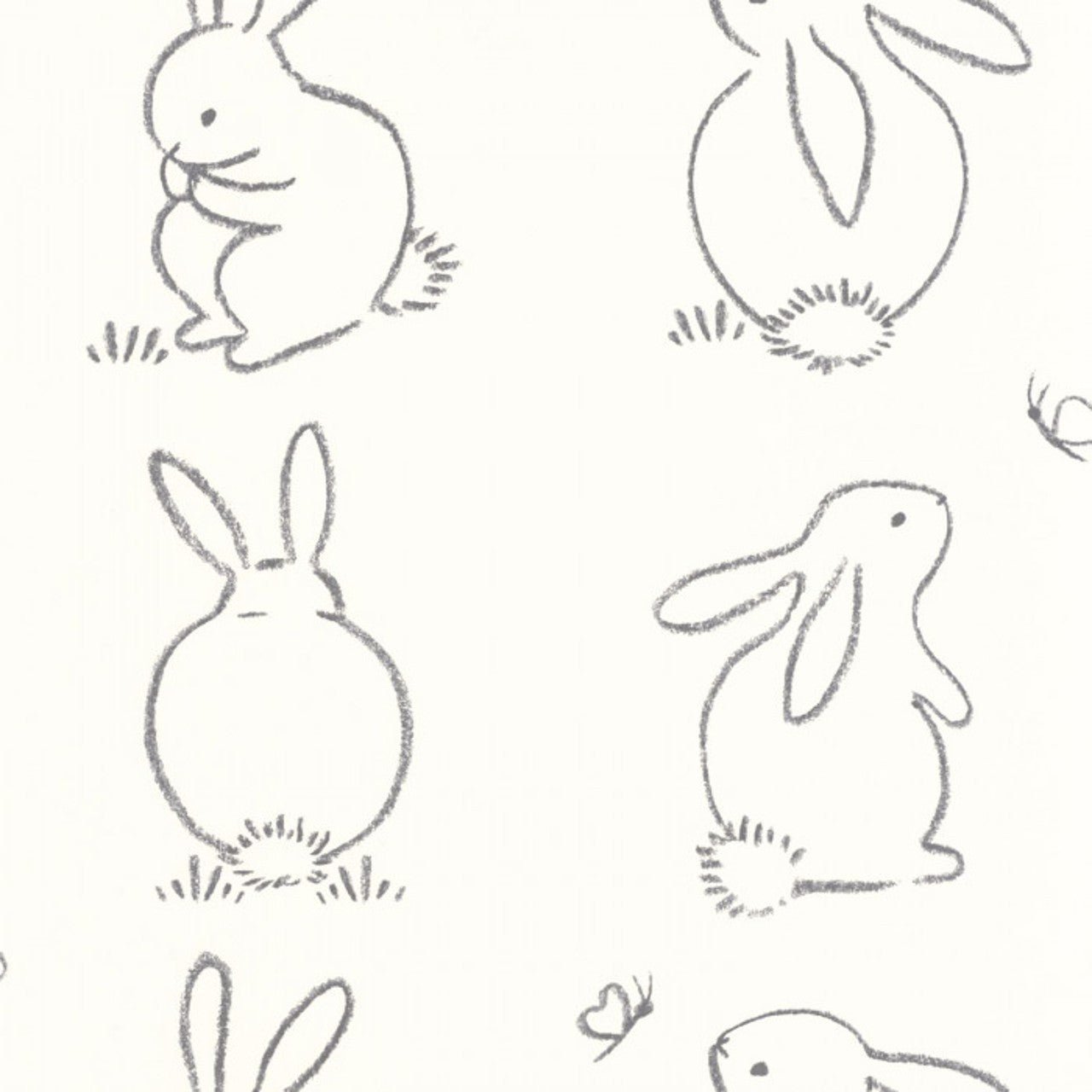 Funny Bunny Once Upon A Time Wallpaper - Noir Graphite - Casadeco - 88389050 - Premier Wallcovering