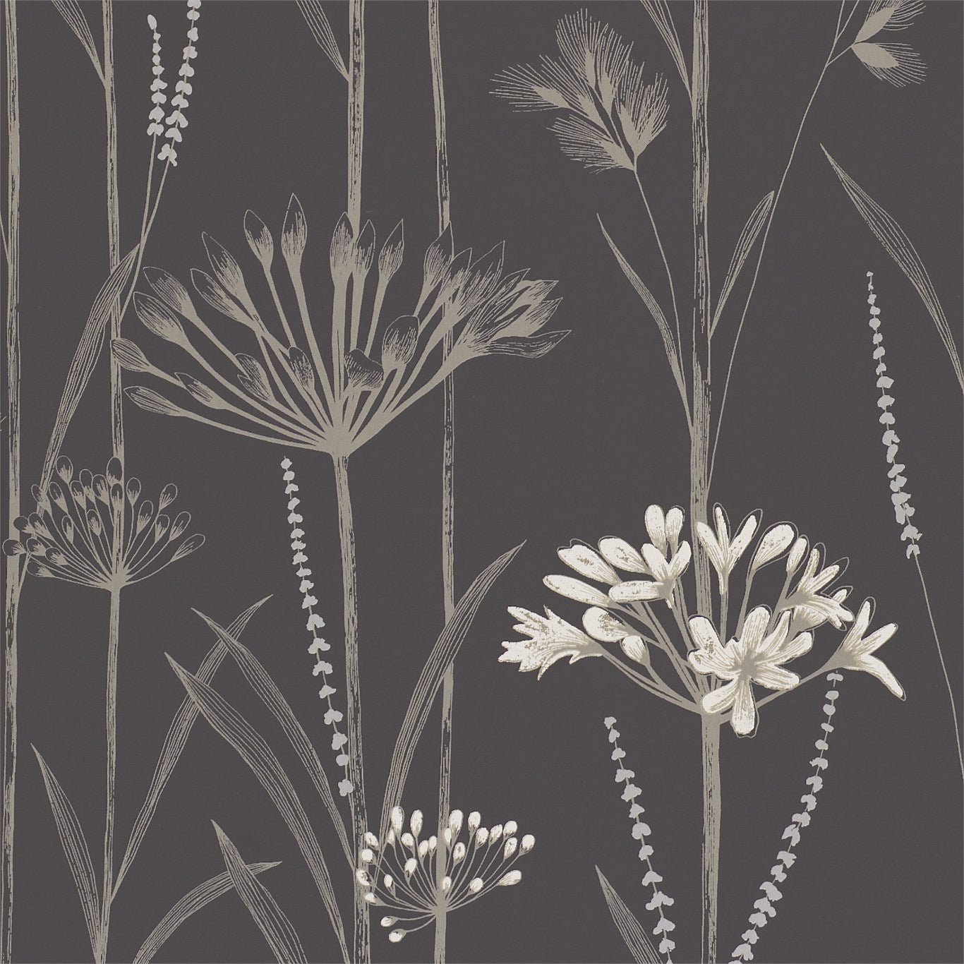 Gardinum Wallpaper - Charcoal Flint & Gilver - Harlequin - HPOW110556