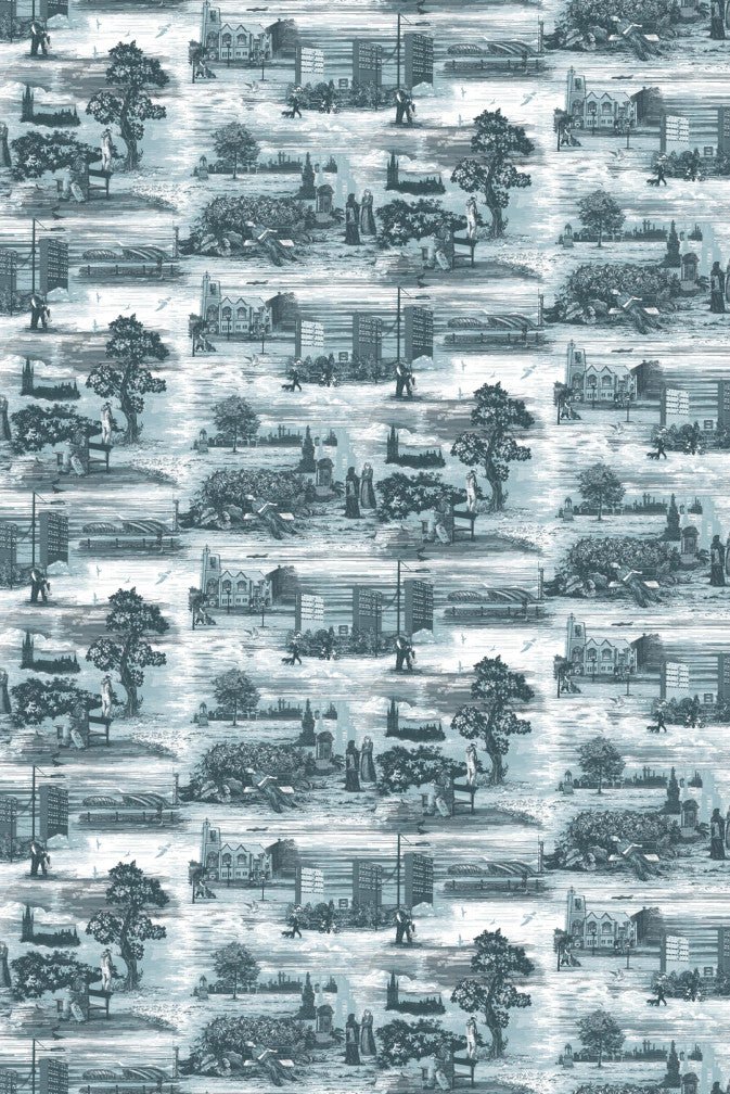 Glasgow Toile Wallpaper - Blue - Timorous Beasties - TB/GTOIL/MICA/03 - Premier Wallcovering