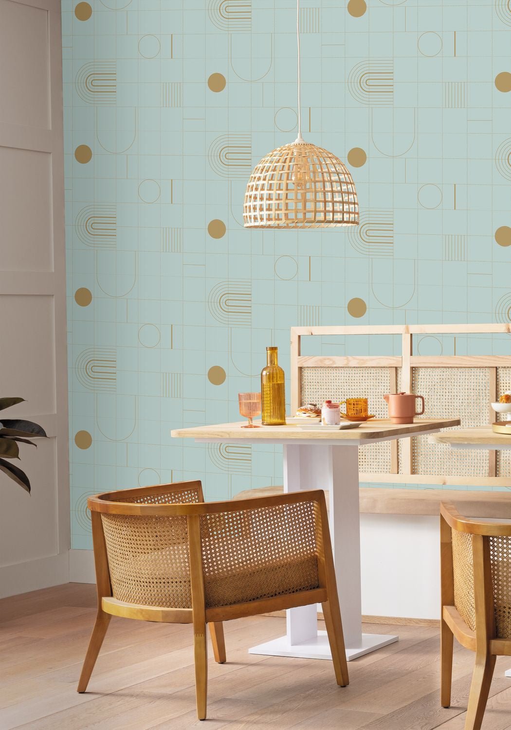 Golden Curves Wallpaper - Smoke Blue - Caselio - 102706027