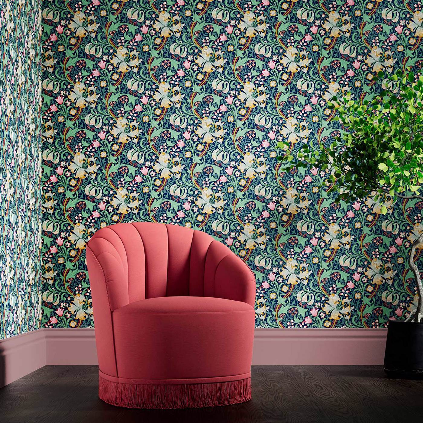 Golden Lily Wallpaper - Galactic Ink - 510007 - Morris & Co