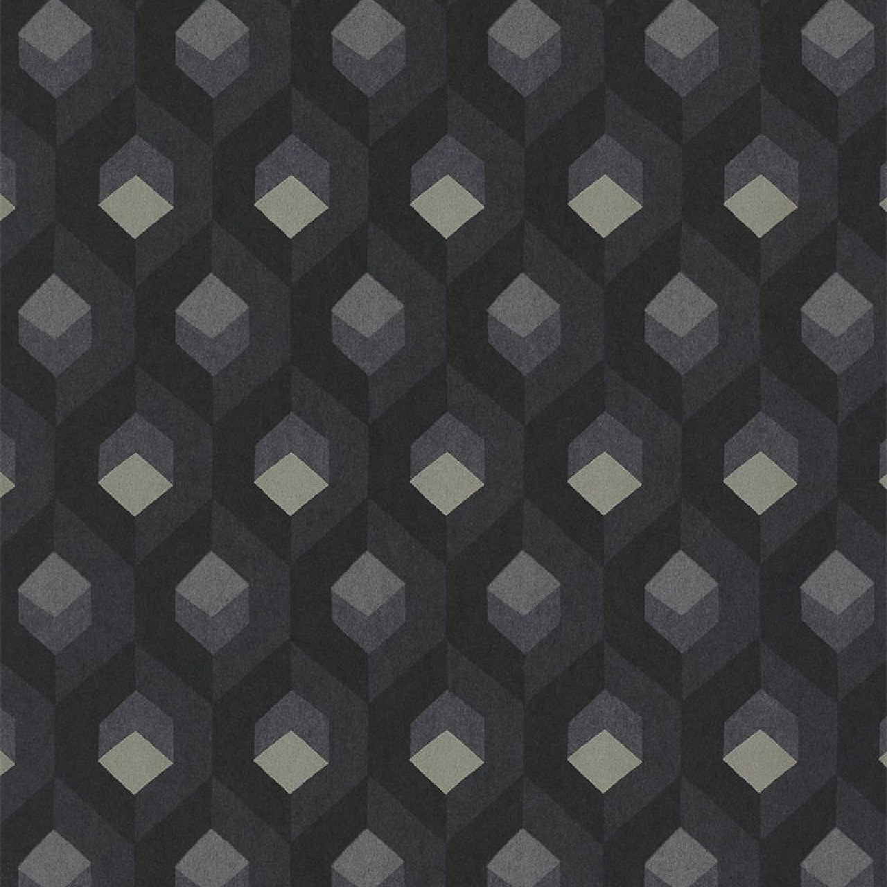 Hexacube Helsinki Wallpaper - Noir - Casadeco - 82059511 - Premier Wallcovering