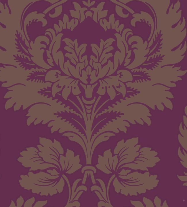 Hovingham Wallpaper - Metallic Gilver on Mulberry - 88/2009 - Cole & Son - Premier Wallcovering