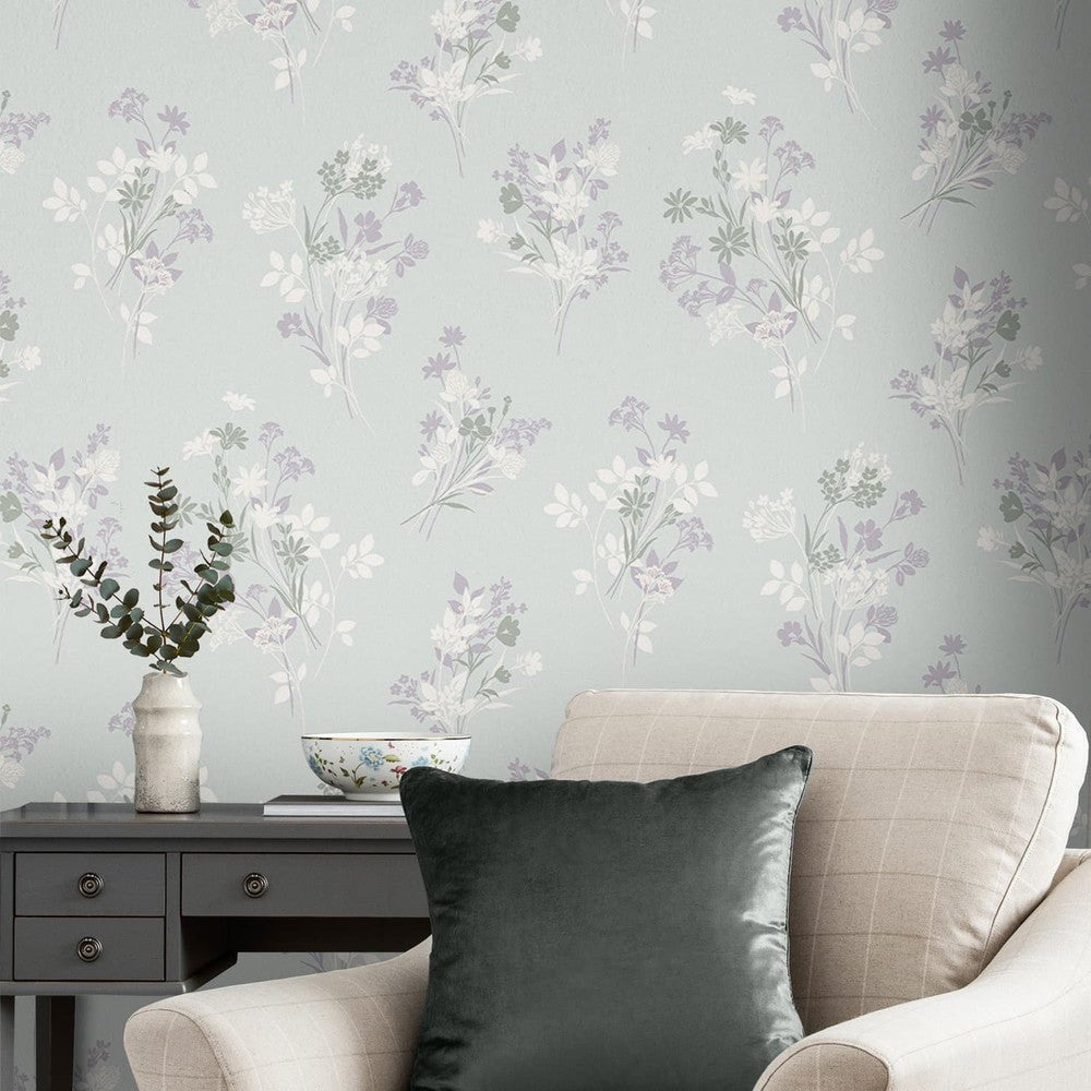 Igerna Wallpaper - Pale Duck Egg Blue - Laura Ashley - 119857 - Premier Wallcovering