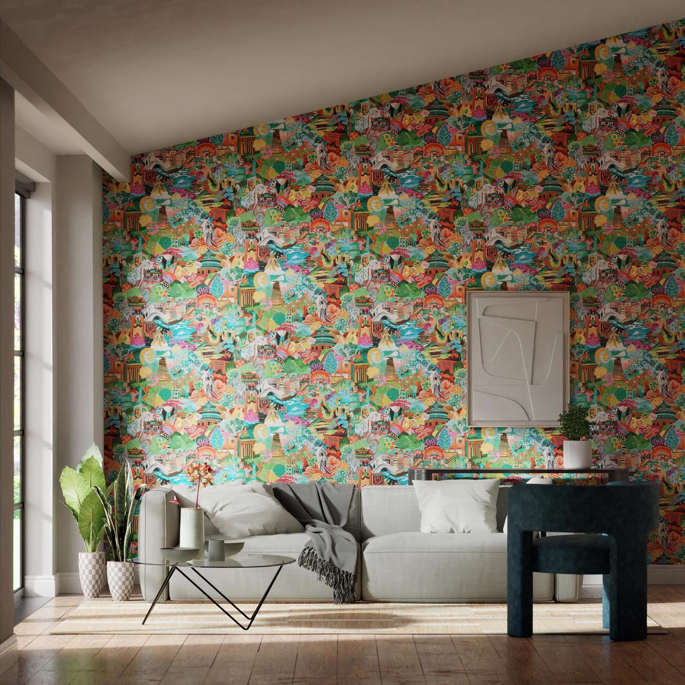 Journey of Discovery Wallpaper - Ionian/Harissa/Emerald - Harlequin - HQN3112919