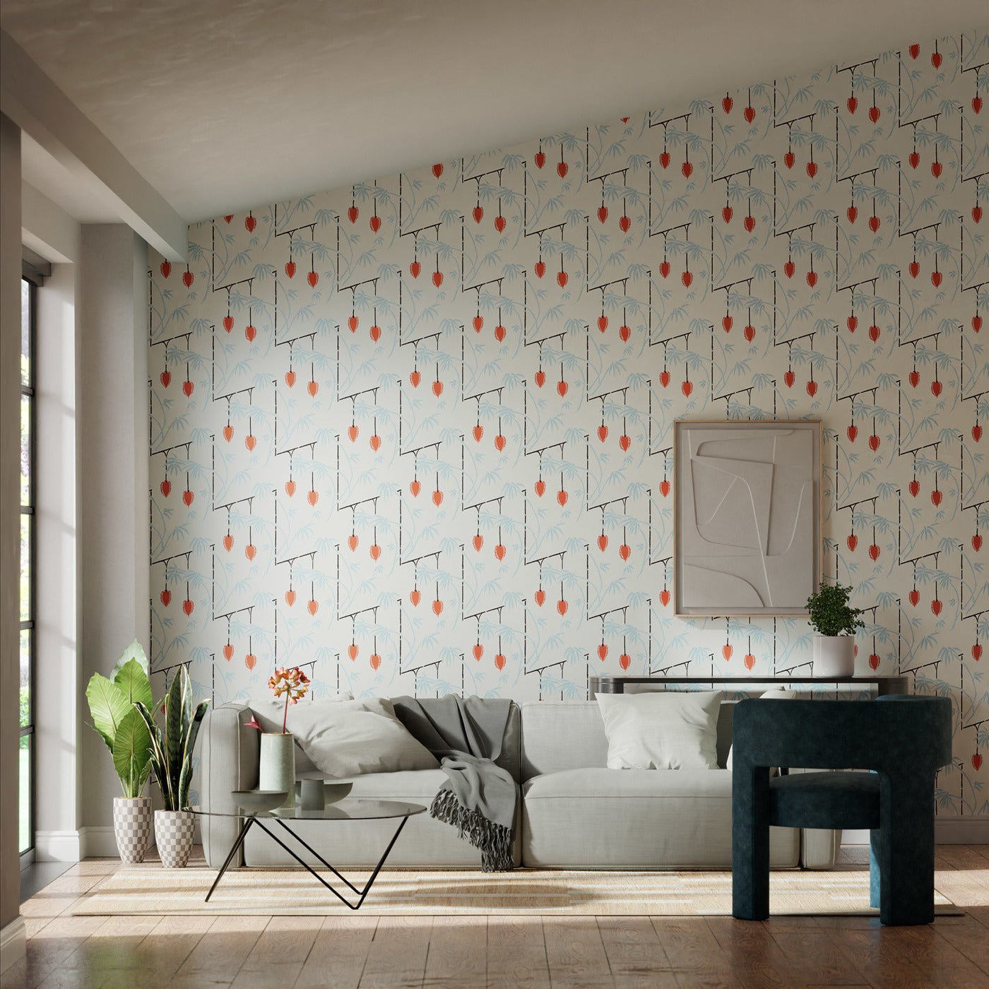 Kimiko Wallpaper - Soft Focus/Harissa - Harlequin - HQN3112939
