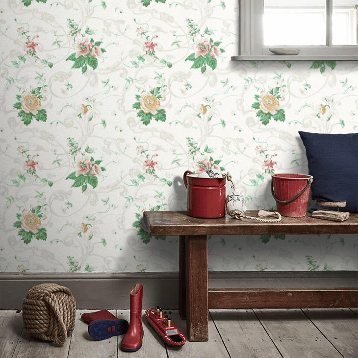 Krusenberg Wallpaper - Pink / Green - Boråstapeter - 4511 - Premier Wallcovering