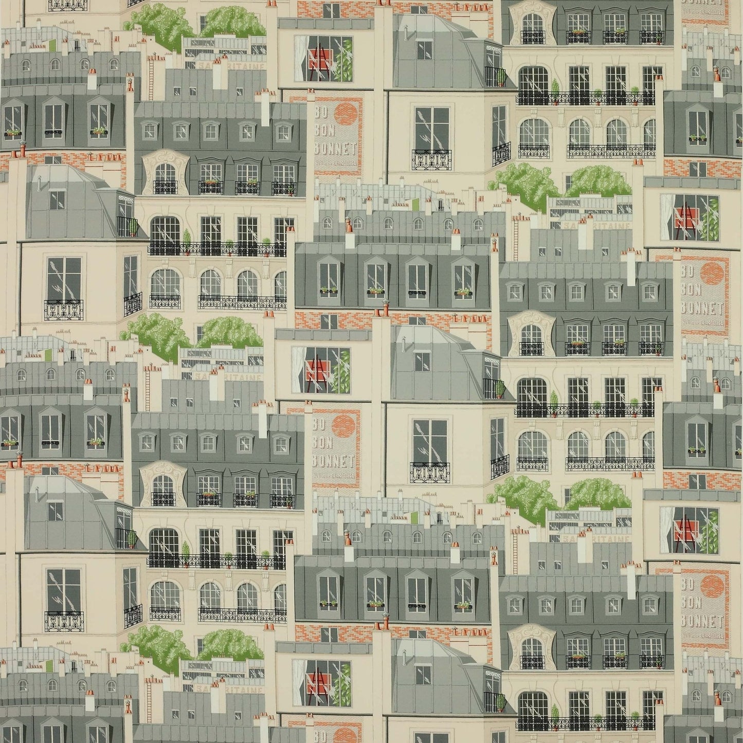 Les Toits de Paris Fabric - Ardoise - Manuel Canovas - 04907/02 - Premier Wallcovering