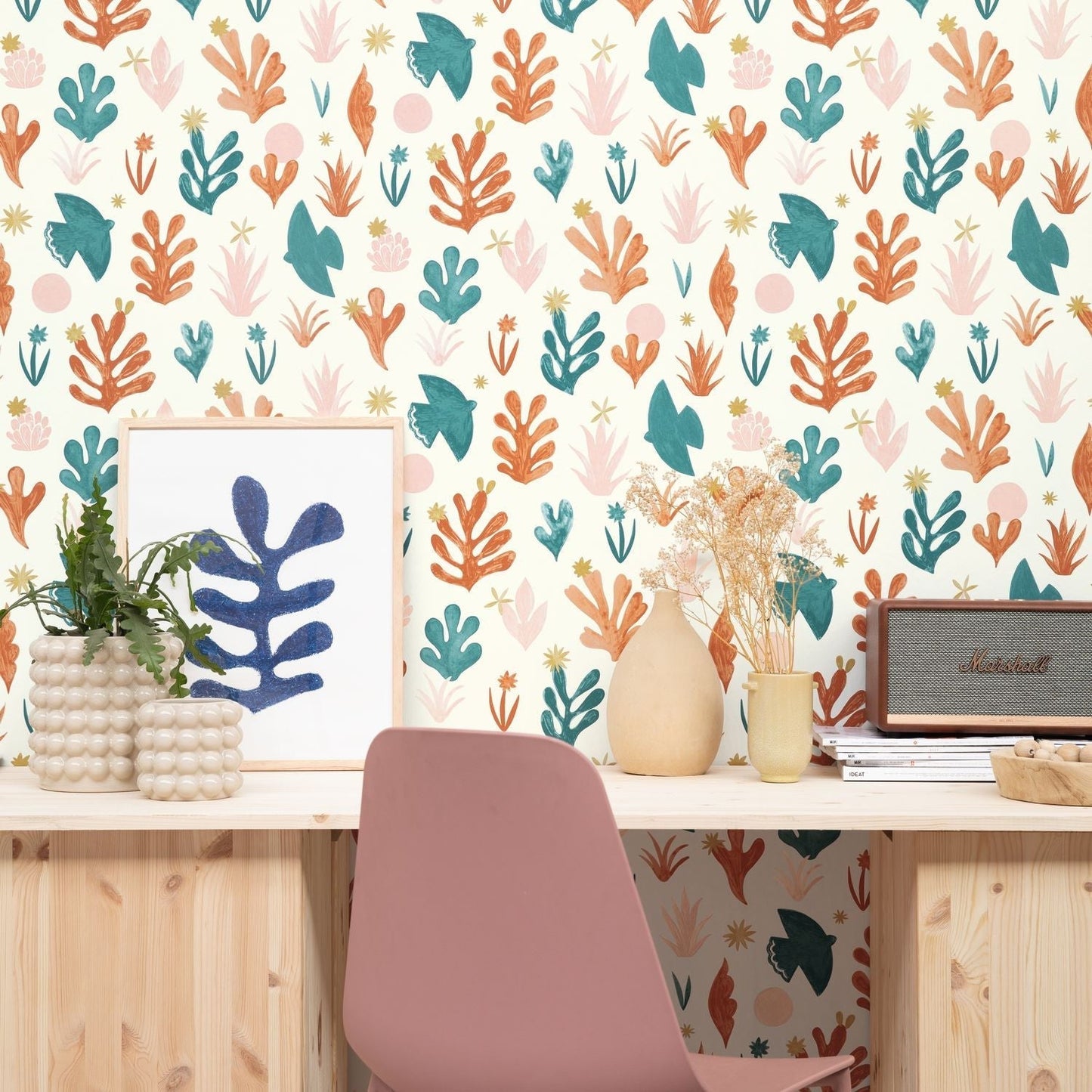 Liberte Wallpaper - Terracotta/ Rose - Caselio - 102173042