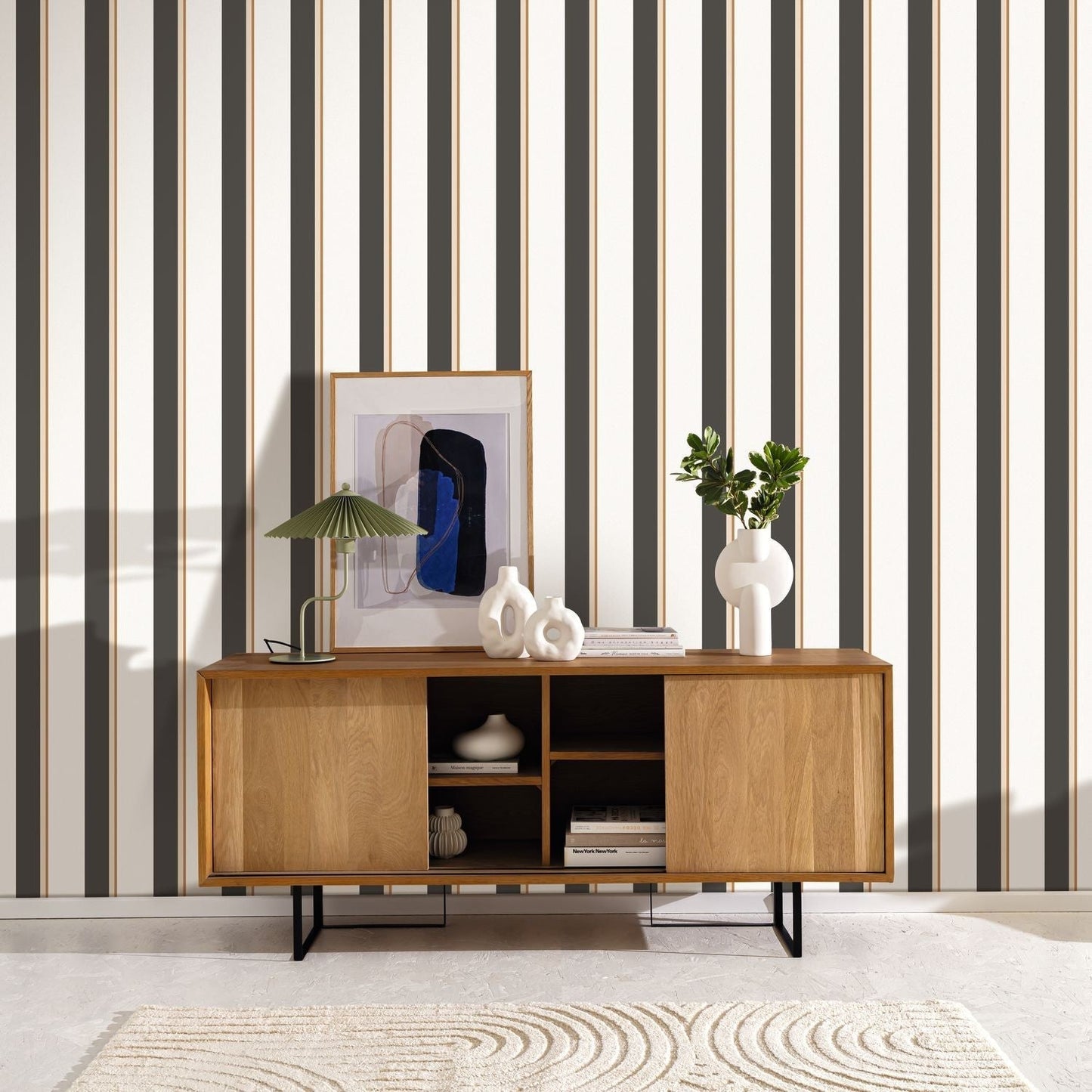 Linear Wallpaper - Noir Camel - Caselio - 105530941