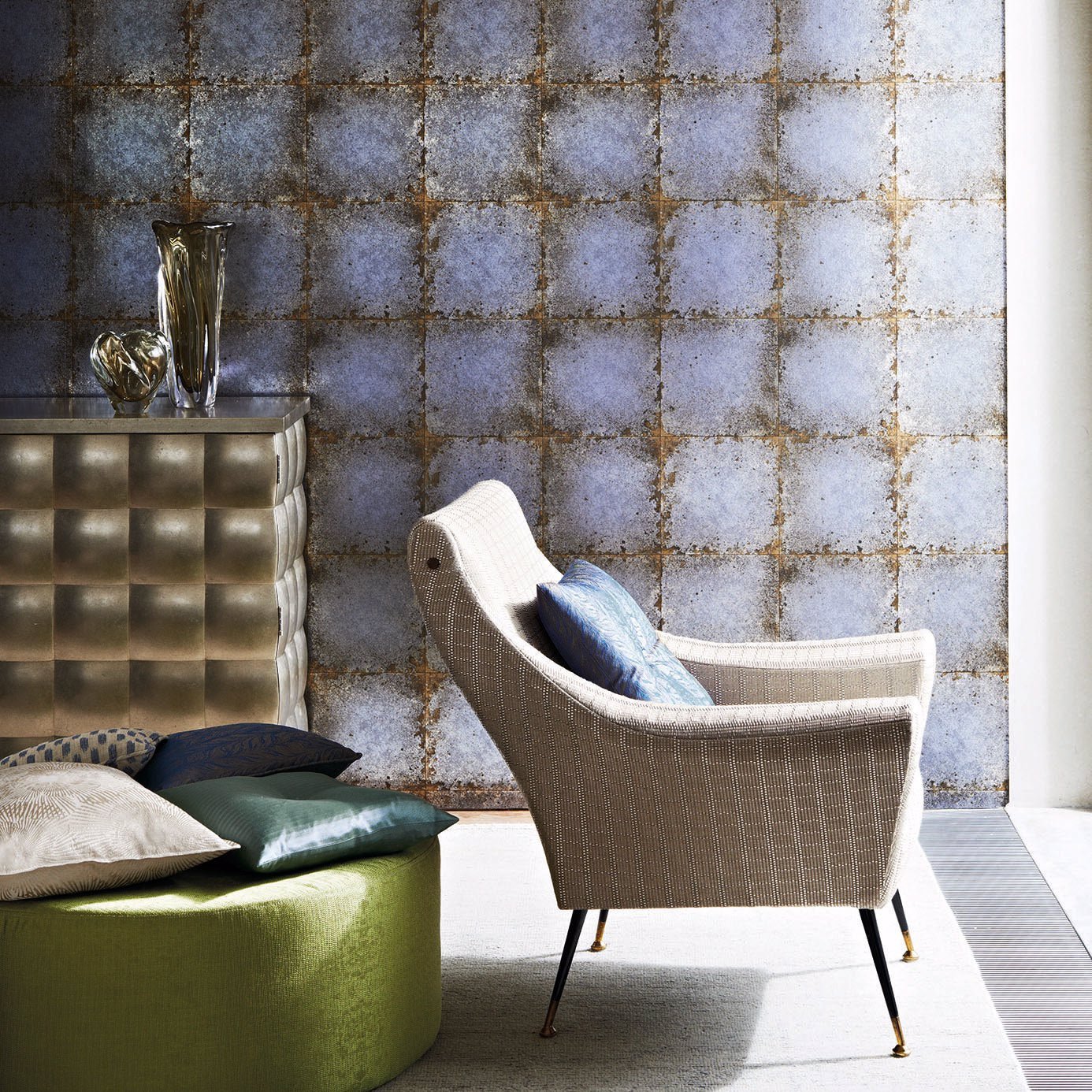 Lustre Tile Wallpaper - Sapphire - ZTOT312832 - Zoffany